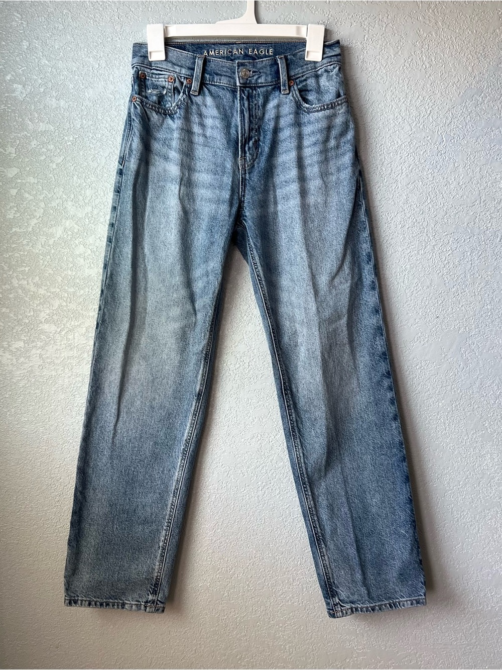 American Eagle Rigid Straight Leg Jeans Light Wash Y2K Style Skater Denim 26